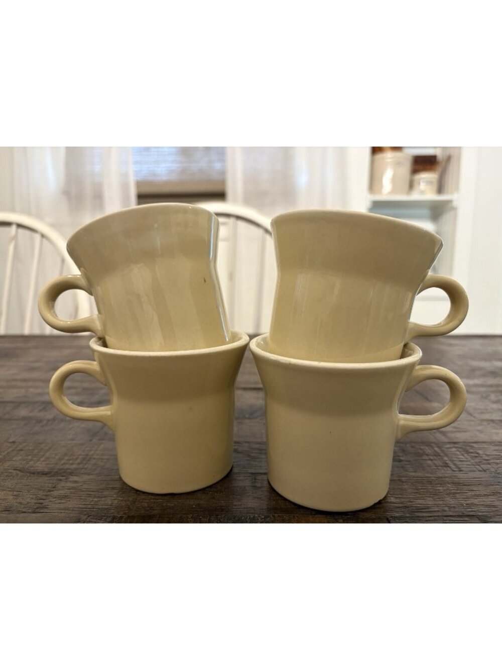 Vintage Pottery Coffee Tea Mugs Cups Marked USA 4 Total Yellow Shade